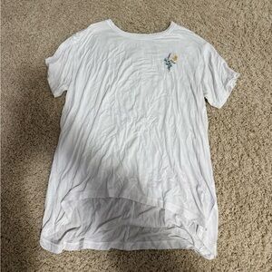 American Eagle Outfitters White Short Sleeve Tee with Floral Embroidery